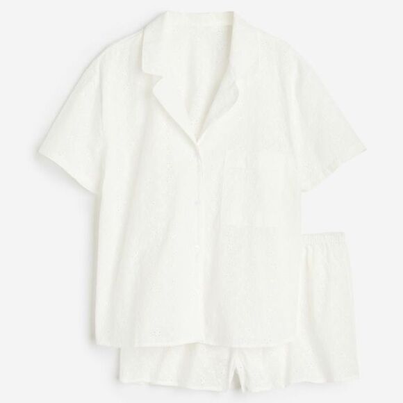 H&M White Co-Ord Set Openwork Eyelet New - Picture 3 of 7